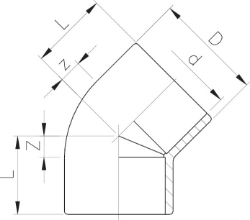 Picture of +GF+ INSTAFLEX Winkel 45° PB, d mm: 40, Art.Nr.: 761066614