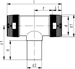 Picture of +GF+ ELGEF Plus T-Stück 90° reduziert PE100 d90-250mm / SDR11, d mm: 200, Art.Nr.: 753211059