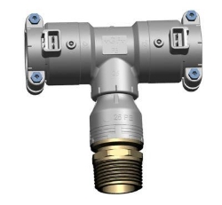 Picture of +GF+ INSTAFLEX Elektroschweiss T-Stück PB/Messing Mit Anschluss auf Aussengewinde, d mm: 25, Art.Nr.: 761069738