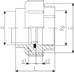 Picture of +GF+ INSTAFLEX Übergangs-Verschraubung PB/Messing Muffe / Innengewinde, d mm: 20, Art.Nr.: 760857163