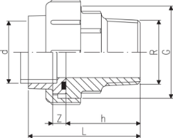 Picture of +GF+ INSTAFLEX Übergangs-Verschraubung PB/Messing Muffe / Aussengewinde, d mm: 25, Art.Nr.: 760857157