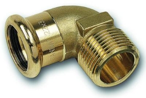 Picture of +GF+ PRESS-FIT Wasser Winkel 90° Siliziumbronze, d mm: 18, Art.Nr.: 767609407