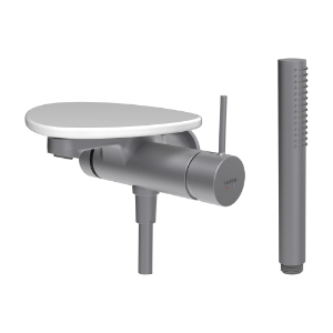 Bild von LAUFEN - ADA - Bademischer zu Simibox 1-Point, Ablage ohne Loch, Ausladung 170 mm, mit Kunststoffschlauch 1600 mm, mit Handbrause TwinStick, Art.Nr. :HF506765501060