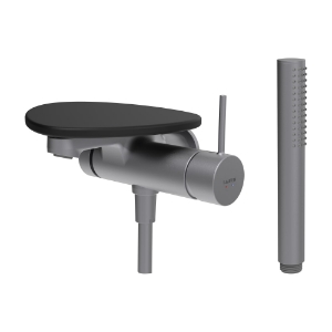 Bild von LAUFEN - ADA - Bademischer zu Simibox 1-Point, Ablage ohne Loch, Ausladung 170 mm, mit Kunststoffschlauch 1600 mm, mit Handbrause TwinStick, Art.Nr. :HF506765503060