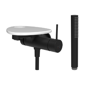 Bild von LAUFEN - ADA - Bademischer zu Simibox 1-Point, Ablage mit Loch, Ausladung 170 mm, mit Kunststoffschlauch 1600 mm, mit Handbrause TwinStick, Art.Nr. :HF506765511000