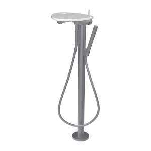 Bild von LAUFEN - ADA - Standsäulen-Bademischer, Ablage mit Loch, Ausladung 203 mm, mit Kunststoffschlauch 1250 mm, mit Handbrause TwinStick, Art.Nr. :HF506781501000
