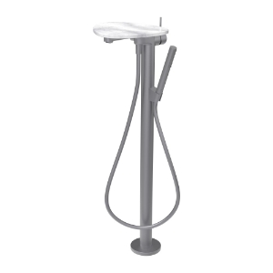 Bild von LAUFEN - ADA - Standsäulen-Bademischer, Ablage ohne Loch, Ausladung 203 mm, mit Kunststoffschlauch 1250 mm, mit Handbrause TwinStick, Art.Nr. :HF506781505060