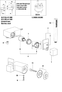 Bild von LAUFEN - HEBEL KOMPLETT QUADRIGA C 35MM INOX, Art.Nr. :WI570141441000