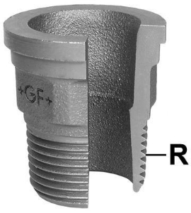 Picture of +GF+ 371 Einlegteil, flach dichtend, egal, Black, Anmerkung EN *-, R 3∕4, G 1 1∕4, Art.Nr. :770371105