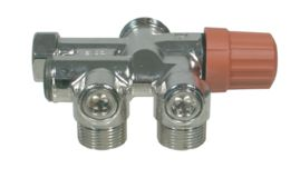 Picture of TKM Einrohrventile TKM M68 RA 86 F Messing vernickelt, Ausführung 50 %, mit Ringregulierung, Anschluss hinten, Abmessung: M22, Typ: M68 RA 86 SF, Art.Nr. :10097959