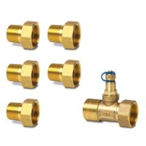 Bild von Siemens - 6-Weg PICV Messingverschraubungen, DN15, 5x G  3/4"/R  1/2", 1x G  3/4"/G  1/2", 6er-Set, inkl. Dichtungen, Art.Nr. :ALN14.155B-ALP55